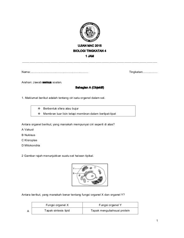 Soalan Biologi Tingkatan 4 Bab 9 - Terengganu z