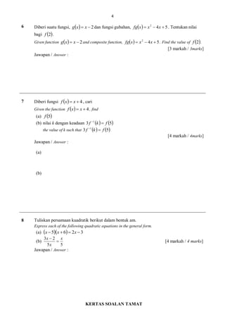 Ujian mac matematik tambahan tingkatan 4 k2 | PDF