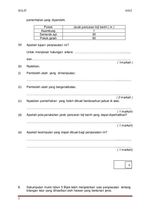 Ujian mac sains tahun 5 k2