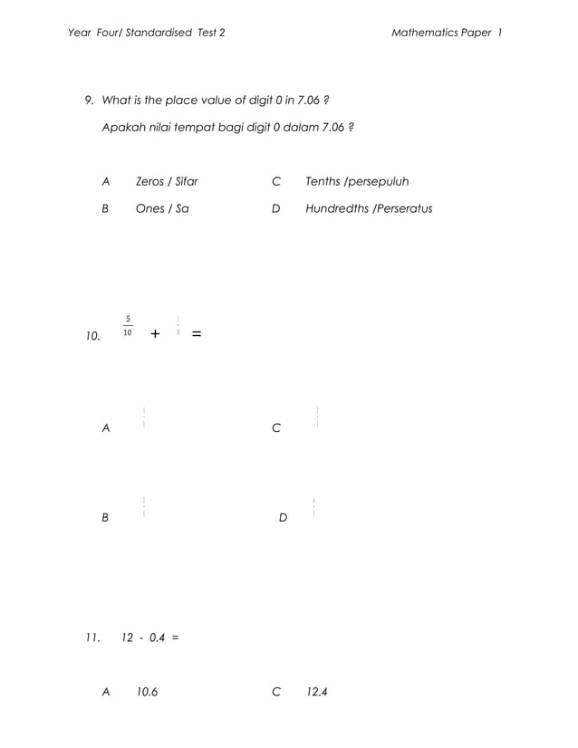 Ujian matematik tahun 4 k1
