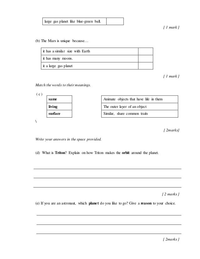 Ujian pentaksiran akhir tahun sekolah rendah 2015 english pemahaman t…