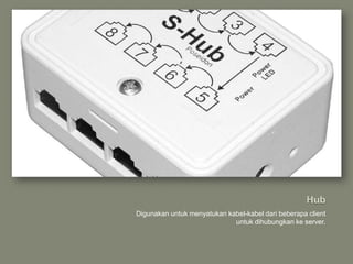Digunakan untuk menyatukan kabel-kabel dari beberapa client
                             untuk dihubungkan ke server.
 