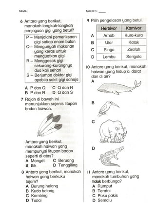 NAMA : TAHUN 3 : _____
 