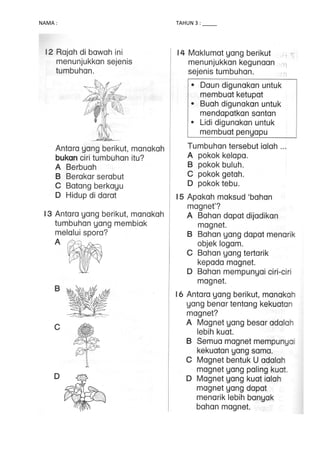 NAMA : TAHUN 3 : _____
 