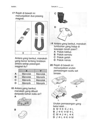 NAMA : TAHUN 3 : _____
 