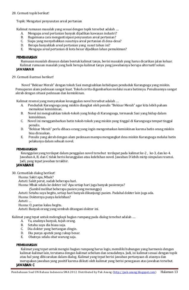 Ujian Sekolah Bahasa Indonesia Sma