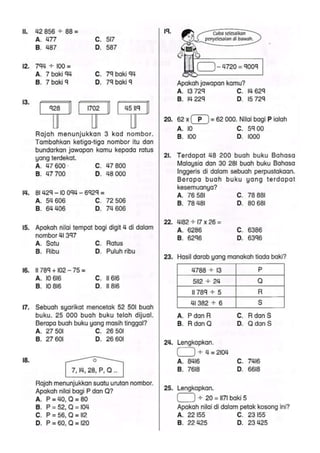 Ujian Pertengahan Tahun Kertas 1 Matematik Tahun 4