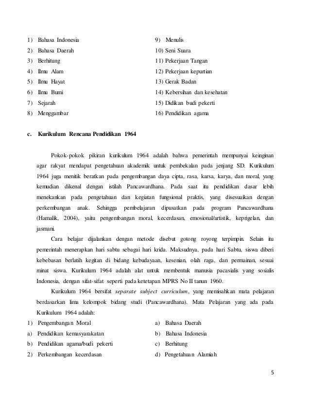 Makalah Sejarah Perkembangan Kurikulum Di Indonesia