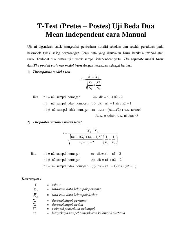 Contoh Soal Uji T 2 Sampel Berpasangan