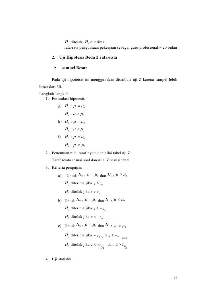 Contoh Soal Dan Jawaban Pengujian Hipotesis