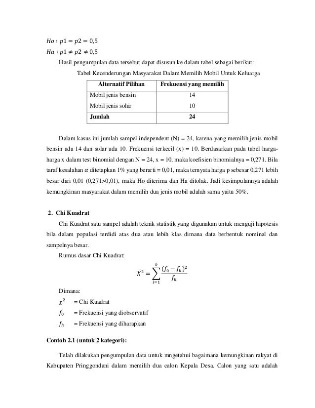 Uji hipotesis deskriptif non parametris