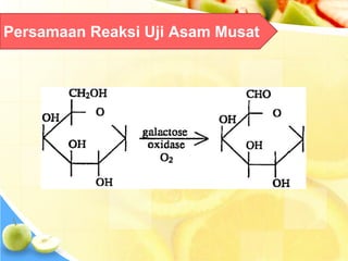 Persamaan Reaksi Uji Asam Musat
 