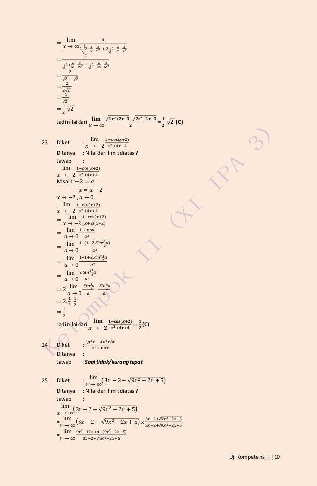 Soal Dan Jawaban Matematika Kelas 11 Belajar
