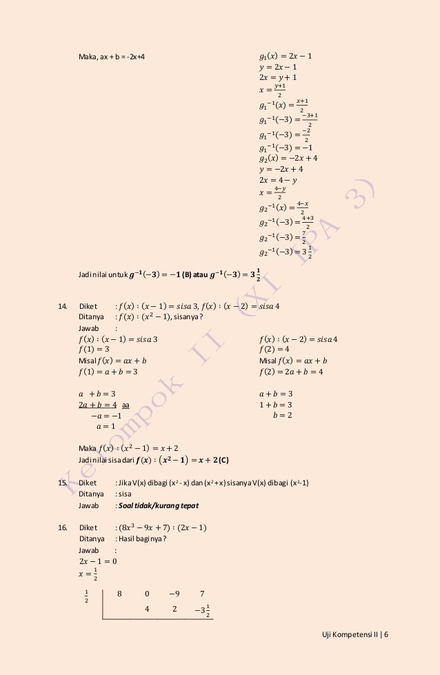 Uji Kompetensi Dan Pembahasan Matematika Semester 2 Kelas Xi