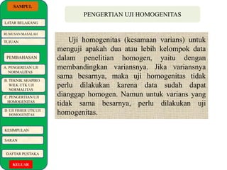 Uji normalitas & uji homogenitas | PPSX