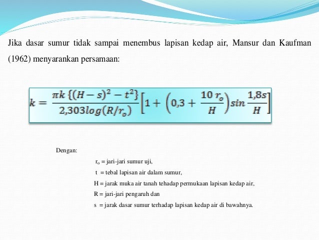 Uji Permeabilitas Di Lapangan Dengan Menggunakan Sumur Uji