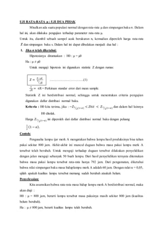 Uji rata rata dua pihak | DOCX