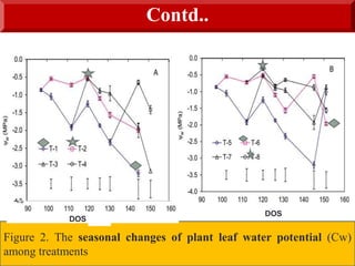 Contd..
Figure 2. The seasonal changes of plant leaf water potential (Cw)
among treatments
DOS
DOS
 