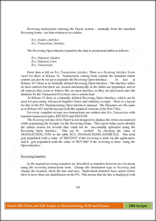 Oracle EBS Hints and SQL Scripts in Manufacturing, SCM and Finance EBS Scripts
 