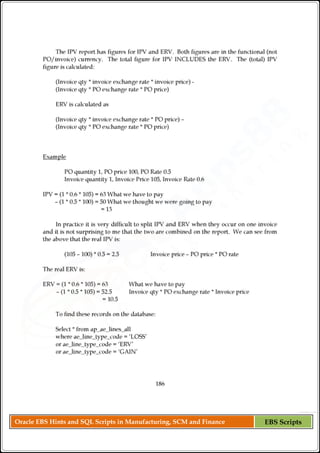 Oracle EBS Hints and SQL Scripts in Manufacturing, SCM and Finance EBS Scripts
 