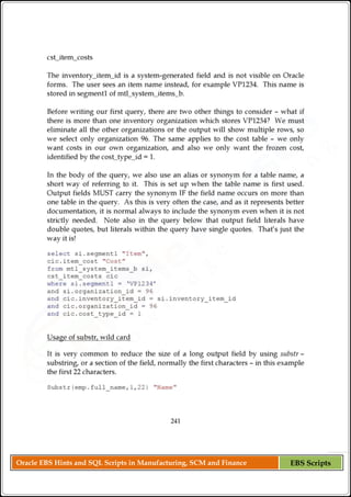 Oracle EBS Hints and SQL Scripts in Manufacturing, SCM and Finance EBS Scripts
 