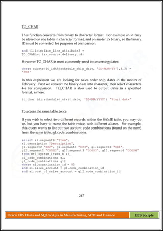 Oracle EBS Hints and SQL Scripts in Manufacturing, SCM and Finance EBS Scripts
 