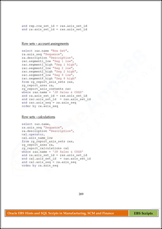 Oracle EBS Hints and SQL Scripts in Manufacturing, SCM and Finance EBS Scripts
 