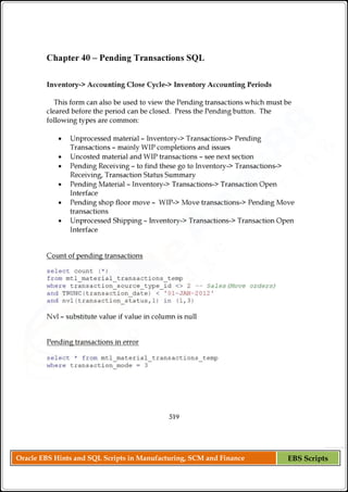 Oracle EBS Hints and SQL Scripts in Manufacturing, SCM and Finance EBS Scripts
 