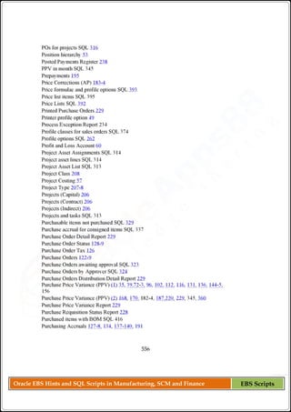 Oracle EBS Hints and SQL Scripts in Manufacturing, SCM and Finance EBS Scripts
 