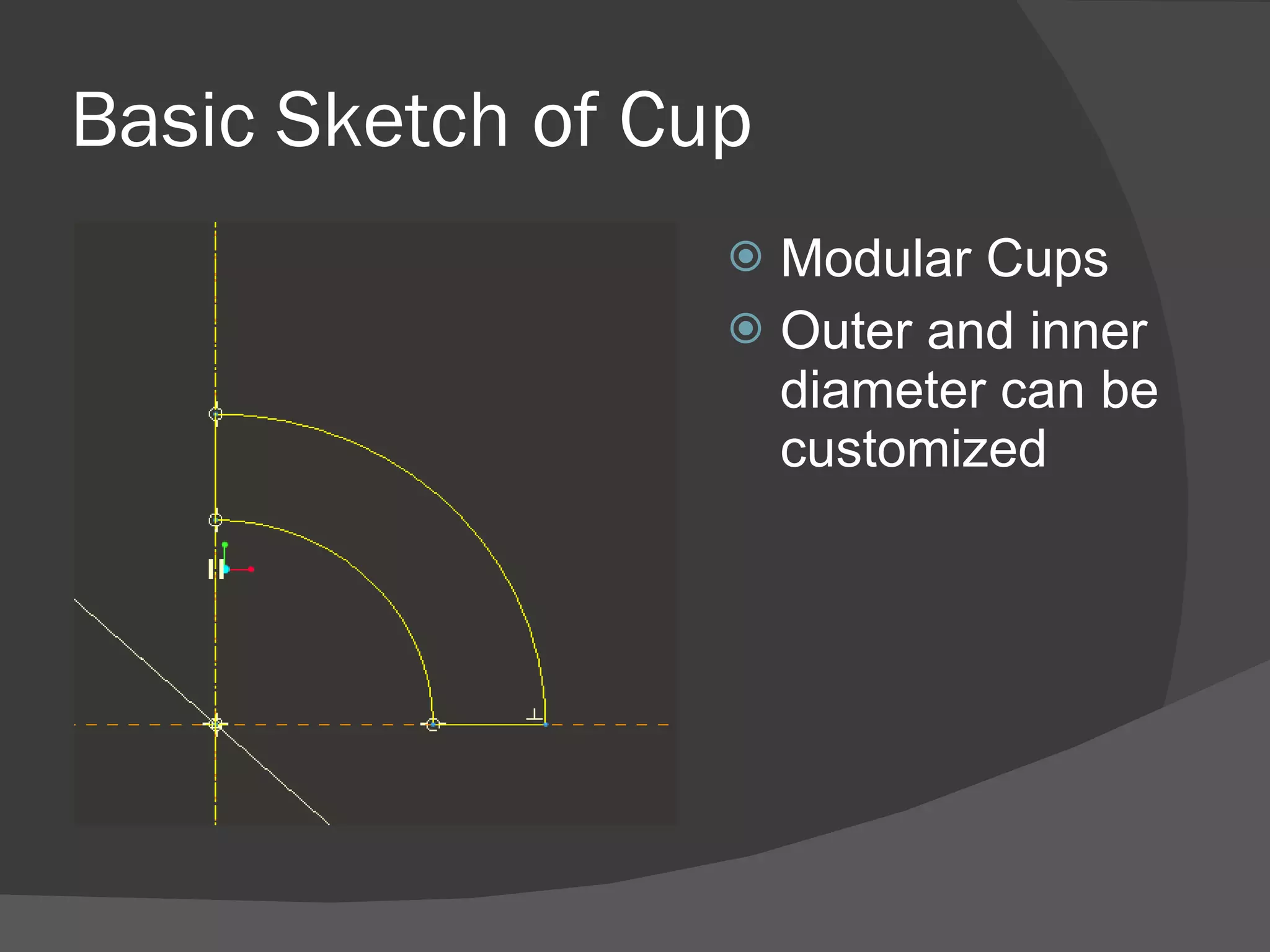 Basic Sketch of Cup Modular Cups Outer and inner diameter can be customized 