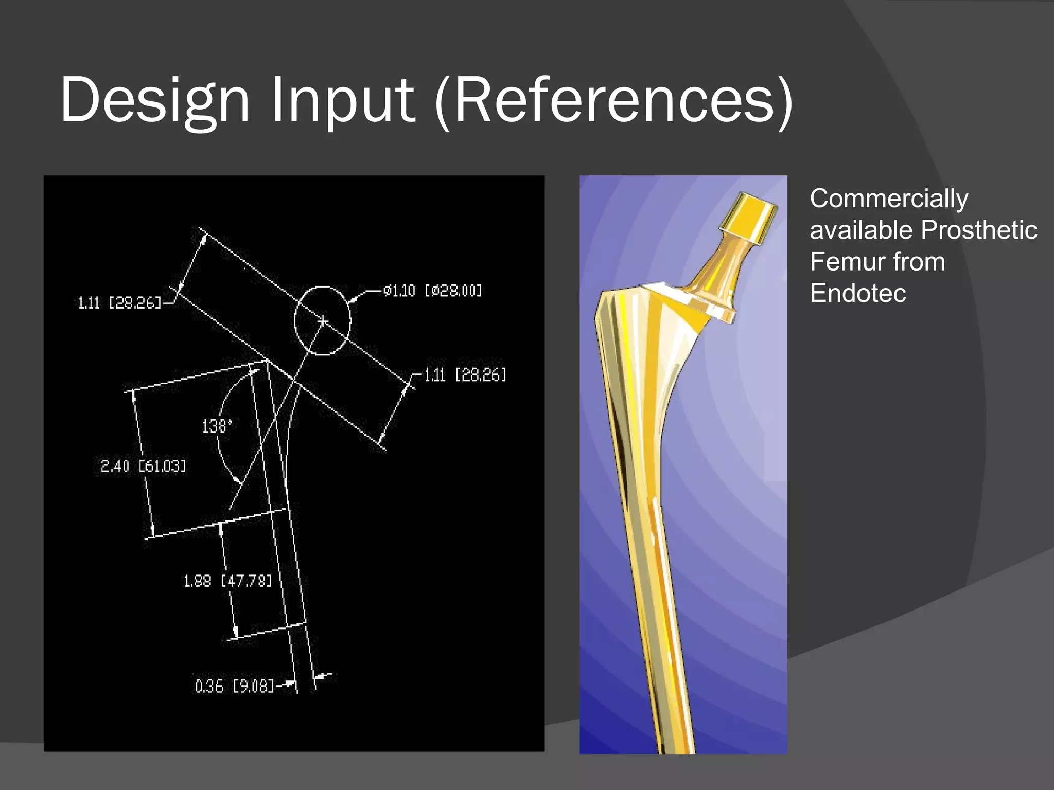 Design Input (References) Basic Sketch of Femur Neck Commercially available Prosthetic Femur from Endotec 