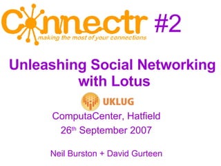 #2 ,[object Object],[object Object],[object Object],Social Networking Using Lotus & WebSphere   Unleashing Social Networking  with Lotus 
