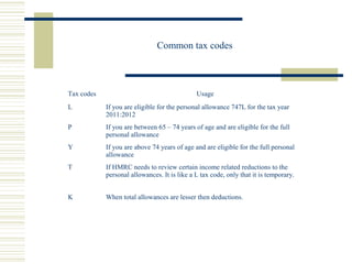K Tax Code Calculation Example Uk -tax | PPT