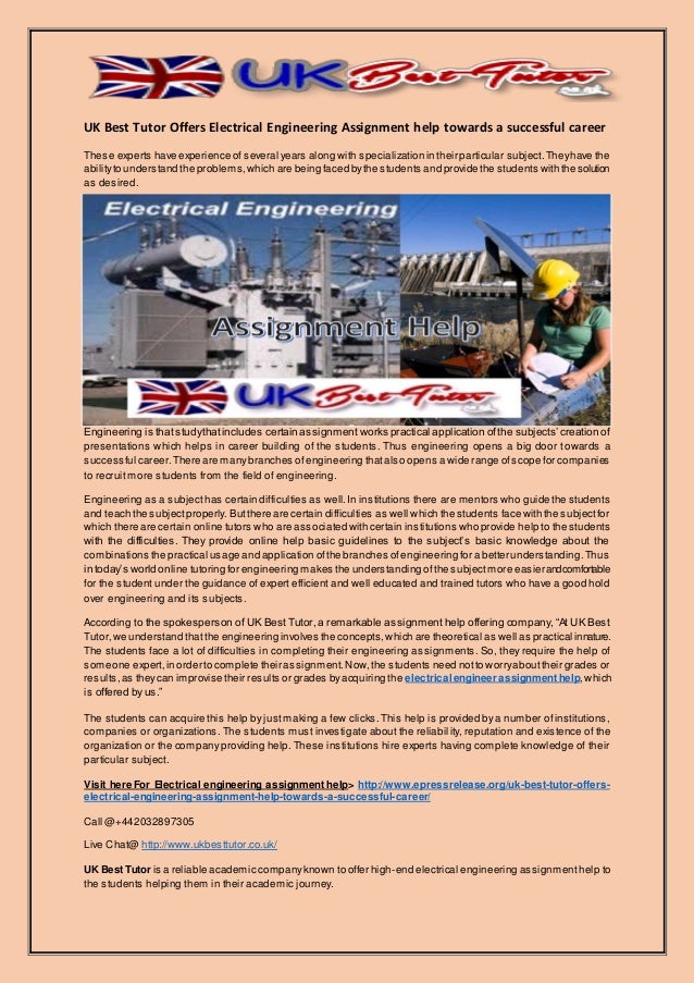 Electrical engineering assignment help tutors
