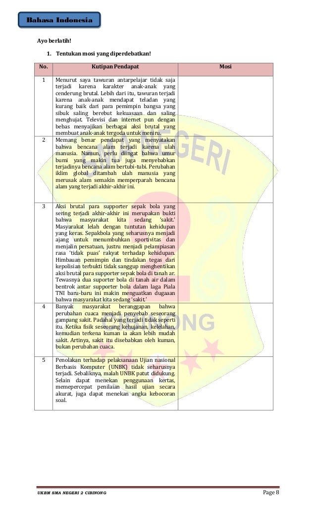 Ukbm Bahasa Indonesia Kls X Smt 2 Tentang Debat 1