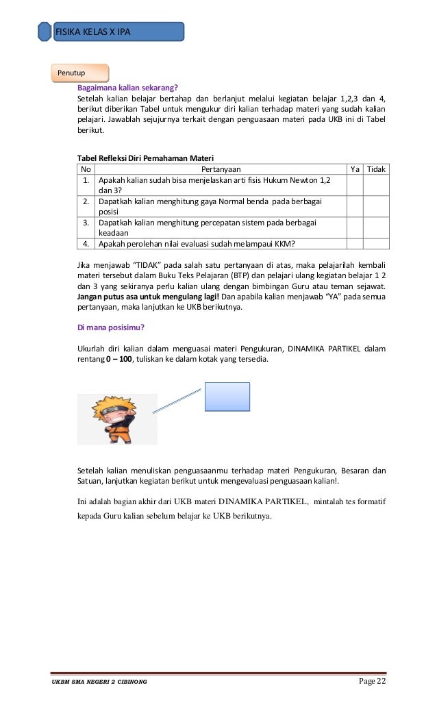 Unit Kegiatan Belajar Mandiri Ukbm Hukum Newton