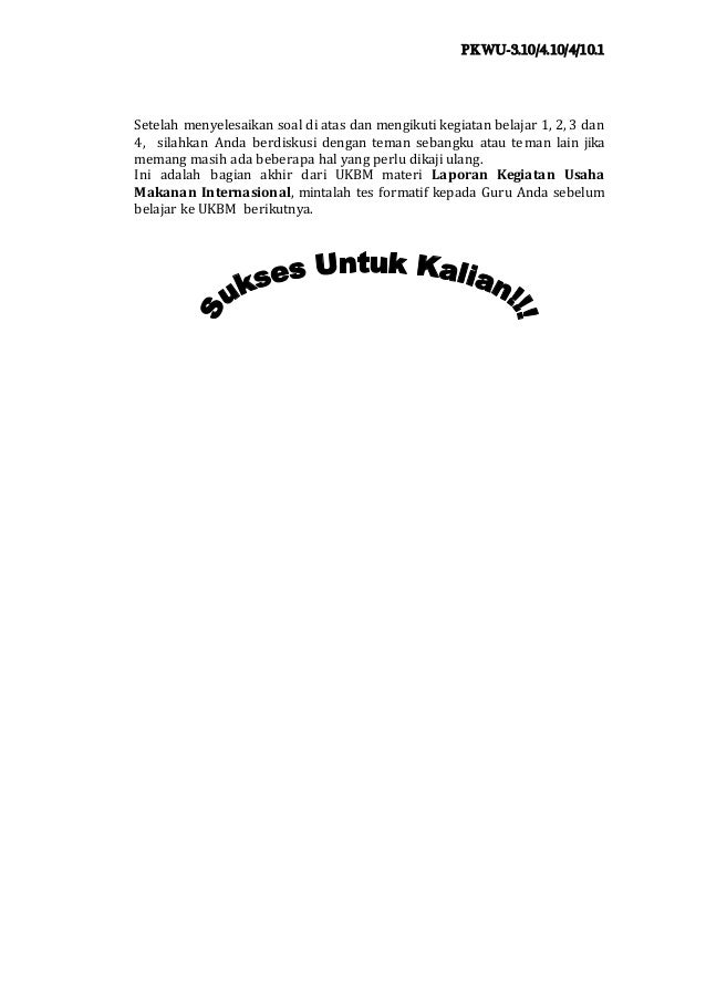 Ukbm Prakarya 3 10 Laporan Makanan Internasional