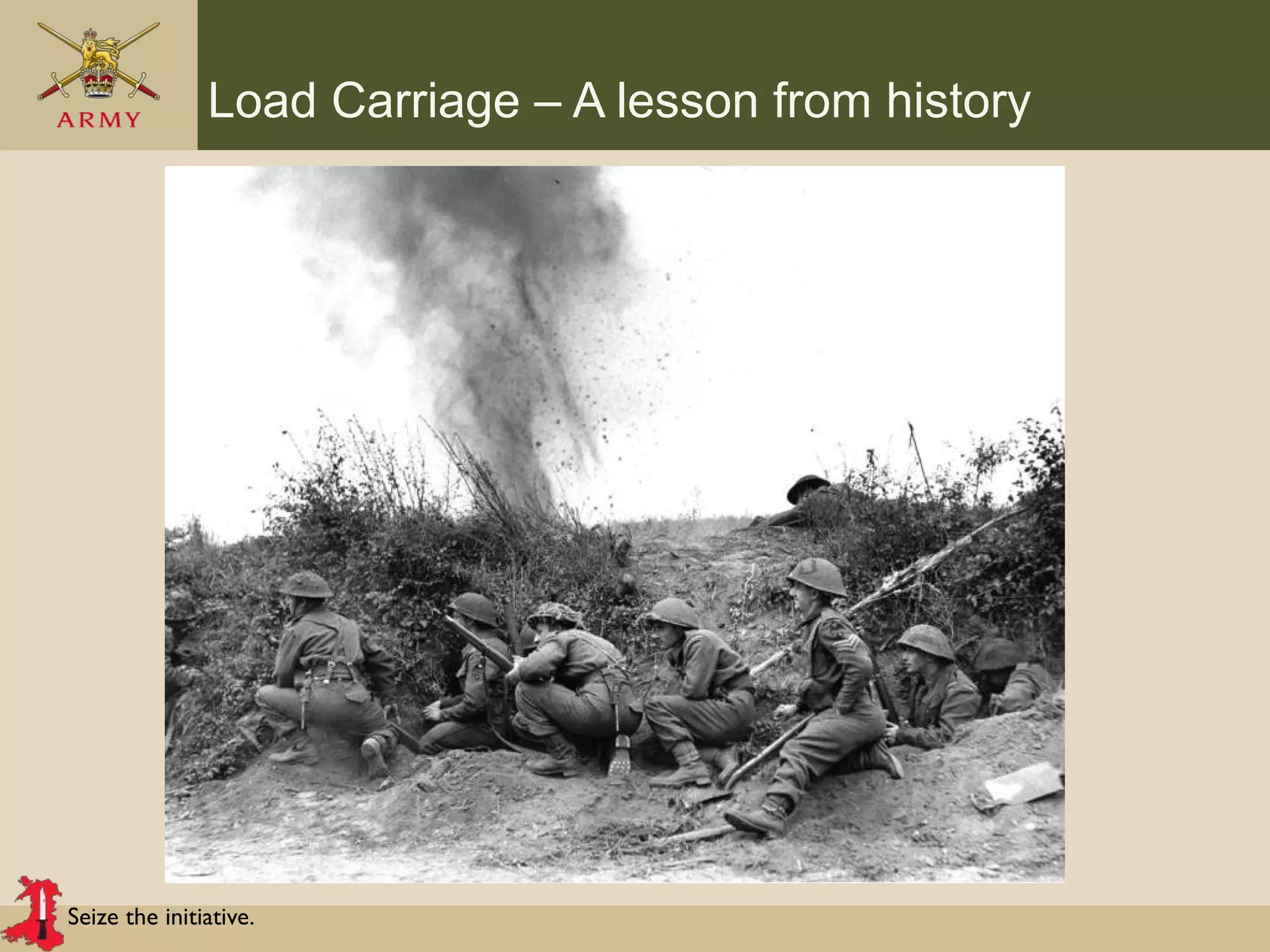 Seize the initiative.
Load Carriage – A lesson from history
 