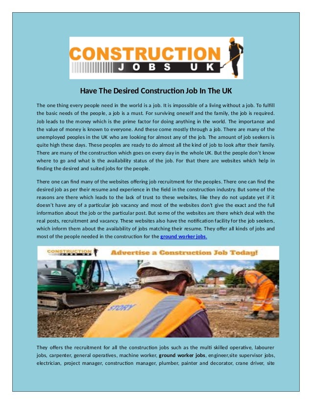 Websites Provide All Kinds Of Construction Jobs