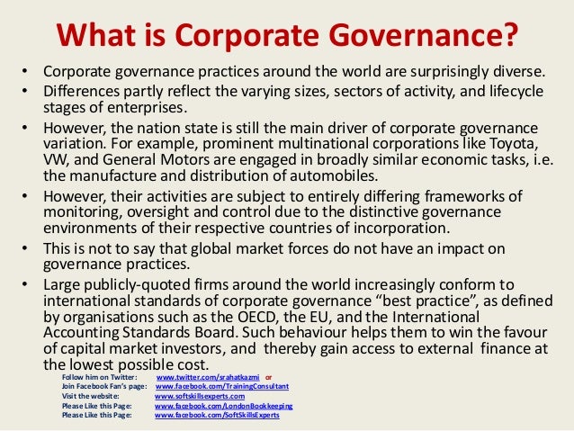 define corporate governance essay