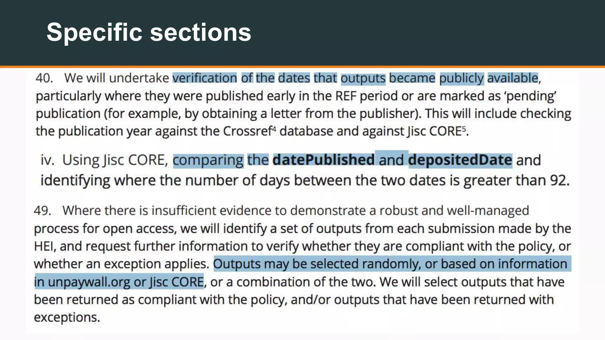Specific sections
14
 