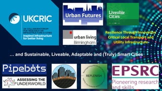… and Sustainable, Liveable, Adaptable and (Truly) Smart Cities
Resilience Through Innovation
Critical Local Transport and
Utility Infrastructure
 