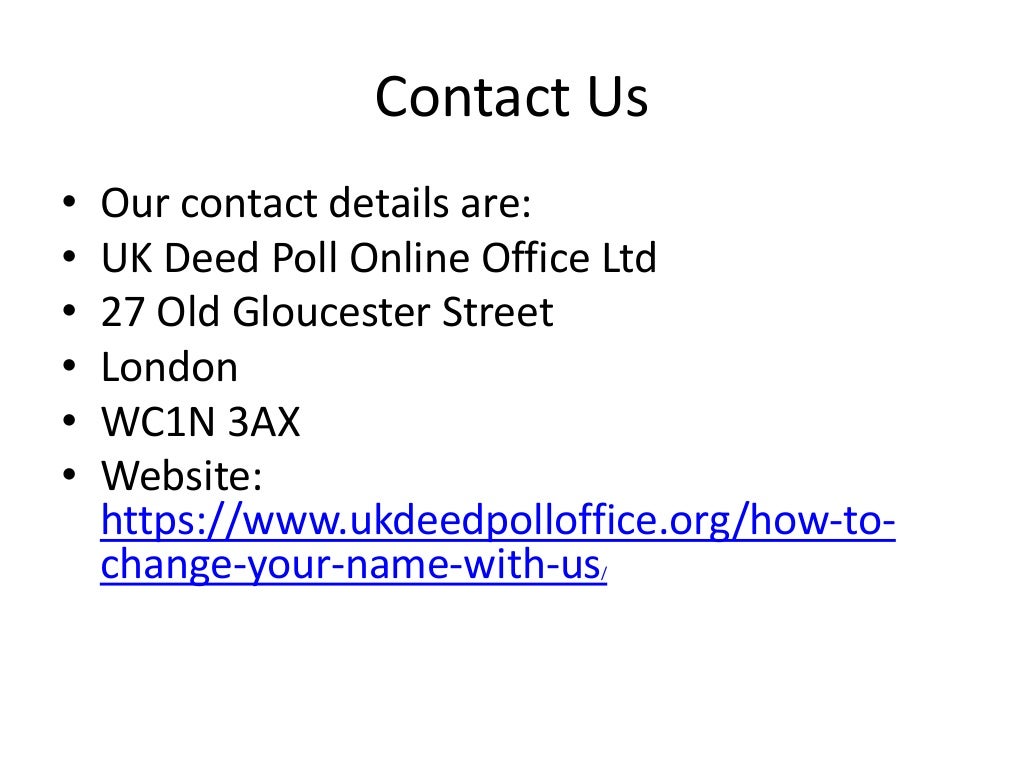 Uk deed poll office