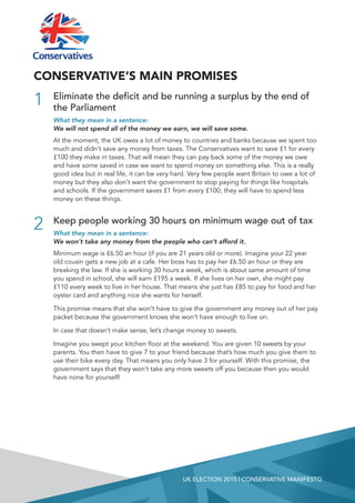 UK Election 2015 - Summarised Manifestos of the Main Parties | PDF