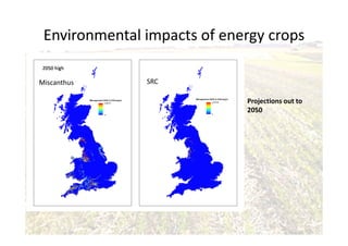 Environmental impacts of energy crops
Projections out to
2050
Miscanthus SRC
Miscanthus SRC
 