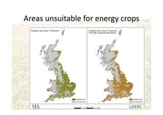 Areas unsuitable for energy crops
 