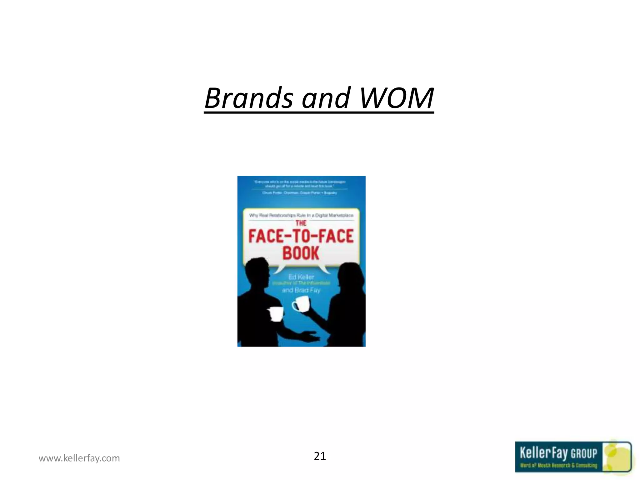 Brands and WOM

                        WOM Stats




www.kellerfay.com          21
 