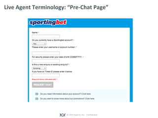 © 2014 Appirio, Inc. - Confidential
Live Agent Terminology: “Pre-Chat Page”
 