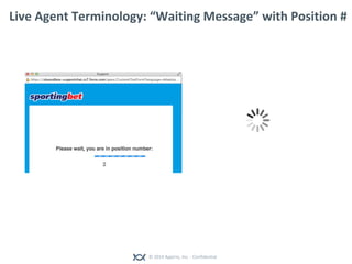 © 2014 Appirio, Inc. - Confidential
Live Agent Terminology: “Waiting Message” with Position #
 