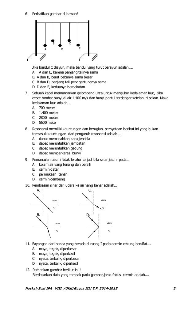 NASKAH SOAL ULANGAN KENAIKAN KELAS (UKK) IPA SMP NEGERI 1